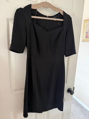 New Classic Little Black Women's Sheath Dress Bodycon Slit V Neck Sexy Fitted